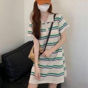 미니셔츠원피스 치마 셔츠 카라 스트라이프 미니 여름카라원피스 캐주얼 원피스 여름룩 여성