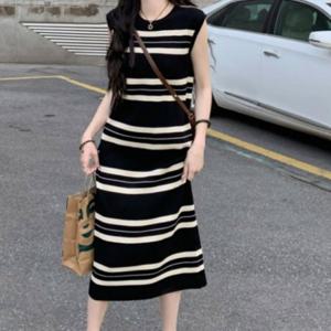 여름원피스 여자 H라인 나시 스트라이프 롱원피스 스트라이프원피스