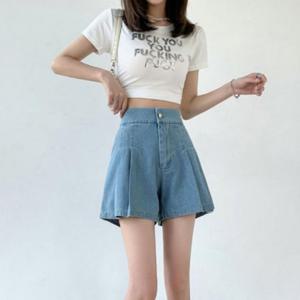핀턱치마바지 클릭유도 데님팬츠 밴딩 여자 여름 데일리 밴딩스커트팬츠 캐주얼무드