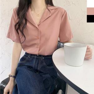 반팔블라우스 오피스 여름 카라 셔츠 정장 시원한 출퇴근 여성 반팔 데일리 블라우스 카라블라우스