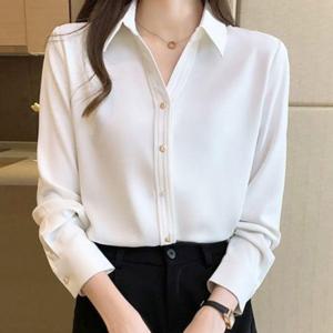 블라우스 여성블라우스 카라 엣지 봄가을 여성 코디 출근룩 오피스룩 셔츠 남방 세련된