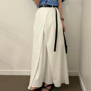 여성 랩스타일 롱스커트 뒷밴딩 시크 사선 랩패턴 롱스커트 데일리