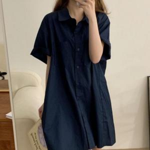 P-134 미니원피스 롱셔츠 남방 오버핏 빅사이즈 카라셔츠