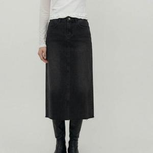 여성 뒷밴딩 워싱 데님 롱 스커트 청치마 에이라인 하의