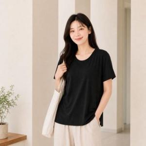 ID-1008908 노와이어 홈웨어 티셔츠 브라캡 반팔티 여성 일체형컵