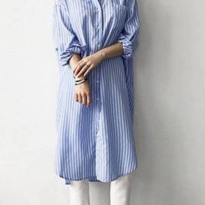 셔츠 패션 디자인 레이어드 줄무늬 원피스 세로