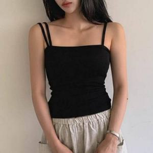 슬리브리스 슬림 여자 스퀘어넥 여름 이너 나시티 스판