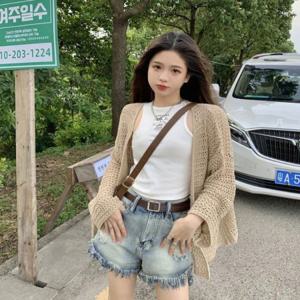해변 니트 패션 휴양지 볼레로 여름 망사 가디건