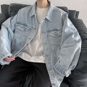데님 루즈핏 남친룩 남성 연청 아우터 청자켓