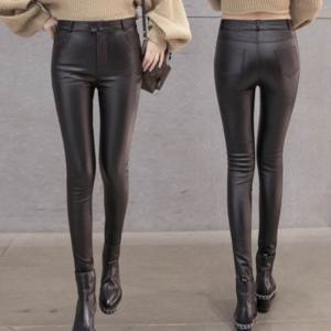 페이크 레더 바지 쫀쫀한 스키니팬츠 여자 레깅스
