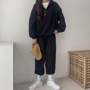 트레이닝복 세트 바스락 조거 2컬러 여성 반집업