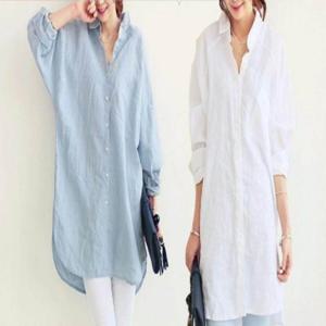 여름 데일리 롱남방 긴팔셔츠 2컬러 오버핏 여자