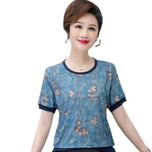 티 블라우스 아줌마 옷 중년 여성용 편안한 여름티셔츠