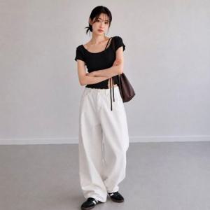 4컬러 데일리 여름 슬림실루엣 셔링 브라캡 크롭 반팔티셔츠