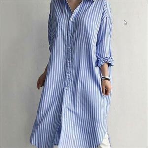 남방 여자 원피스 롱셔츠 세로스트라이프 체형커버