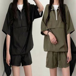 아노락 반집업 반바지 여자 트레이닝복세트 편한 반팔