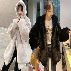 아우터 집업 밍크퍼 부들 페이크퍼 후드 여자 겨울