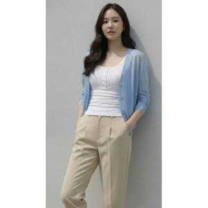 GRID 212 화이트 슬림핏 골지 나시 민소매나시 데일리룩 가디건매치 스커트코디 체육복코디 슬랙스룩