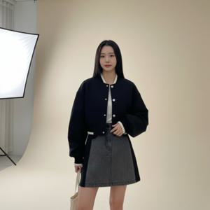 여성 크롭 항공점퍼 간절기 점퍼 바시티 야구잠바 블루 색상