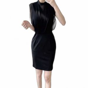 블랙 프릴 H라인 드레스 정장원피스 모임원피스 직장인원피스 하객원피스 나시원피스 여성원피스 결혼식하
