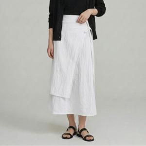 디노테 레이어드 뒷밴딩 랩스커트 여름하객룩 검정치마 롱스커트 랩스커트 여름스커트 H라인스커트 여름롱