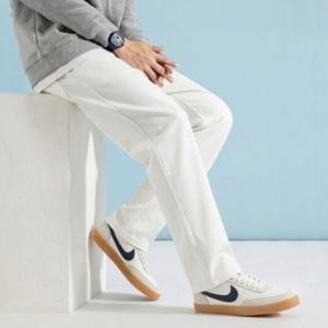 데일리 남성 롱 백바지 진 팬츠 크림진 화이트 와이드핏 와이드 데님 남성