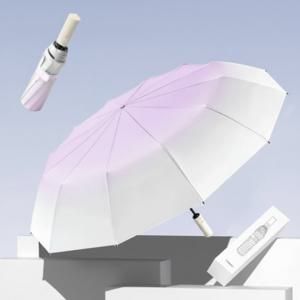 무지개빛 그라데이션 원터치 접이식 양우산 자외선 차단 3단 우산