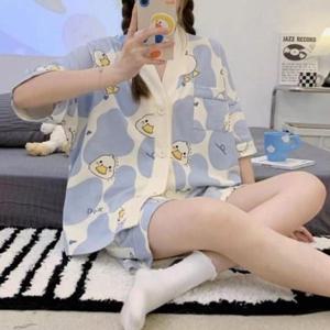 캐릭터 반소매 여유핏 잠옷세트 여름홈웨어 여유핏잠옷 셔츠형잠옷