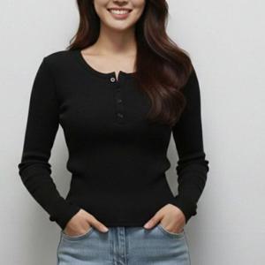 베이직 골지 여성 롱슬리브티 크롭 티셔츠 3색 크롭티셔츠 여성의류
