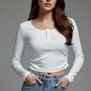 슬림핏 스쿱넥 여성 크롭 롱슬리브티 노브라 캡내장 2색 긴팔티셔츠 스쿱넥티셔츠 여성의류