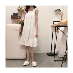 루미나D 원피스 잠옷 순면 나시 프릴 홈웨어