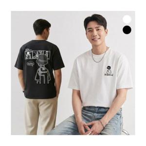 루미나D 부드러운 남성 면티 만화그래픽 등포인트 면반팔티