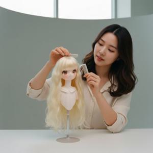 솜인형 인형용 긴가발 커스텀 헤어 스타일링 가발 재료 DIY 만들기 용품