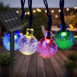 태양광 LED 50구 스노우볼 가랜드 전구 5m 야외 조명등 캠핑 정원등