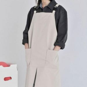 방수 남여공용 주방 미용실 카페 앞치마 에이프런 바리스타 아이보리 빅사이즈 앞트임 어린이집