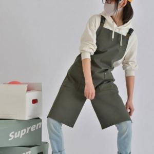 카페 빅사이즈 어린이집 앞치마 미용실 에이프런 주방 바리스타 남여공용 방수 앞트임 카키