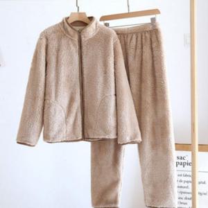 [FW15] 후리스잠옷 따뜻한 털 수면 실내복 극세사 홈웨어 겨울 여성 집업 바지