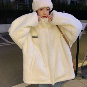 화이트 후리스점퍼 양털자켓 뽀글이자켓 발열점퍼