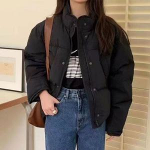 데일리 오버핏 블랙 숏패딩 따뜻 캐주얼 겨울 아우터