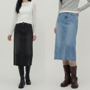 데님 H라인 롱스커트 하이웨스트 청치마