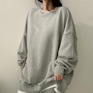 여성 2컬러 라운드 루즈핏 레이어드 긴팔 티셔츠 맨투맨