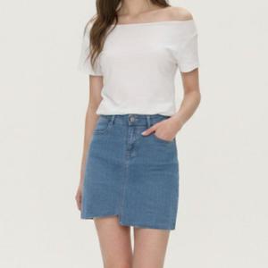 여성 여름 청 치마 언발 컷팅 데님 스판 미니 스커트