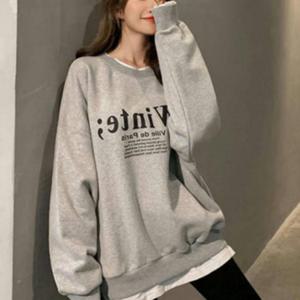 레이어드 Winte 그레이 맨투맨 루즈핏 기모 여자 여성 겨울패션