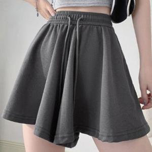 여성 내추럴한 밴딩 플레어 치마 반바지 1P 주름 팬츠 편한 바지 꾸안꾸