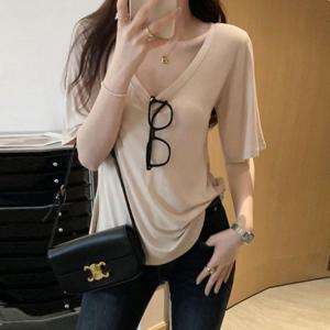 부들부들 데일리스판 딥브이넥 반팔티셔츠 브이넥 레이온