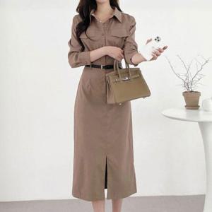 롱원피스 셔츠 무릎기장 출근룩 벨트 세트 하객룩코디 미니원피스 파티원피스 가을 겨울