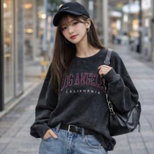 스트릿무드 캐주얼 LA 빈티지 워싱 티셔츠 맨투맨