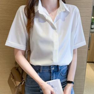 여성 반팔 쉬폰 블라우스 여자 여름 정장 남방 셔츠