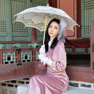 경성 의상 개화기 레이스 암막 초경량 양산 화이트