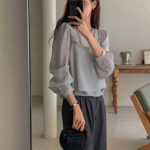 여성 의류 상의 뷔스티에 시스루 긴팔 탑 투피스 세트 TDB-NM-0276